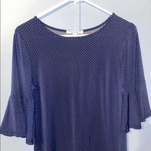 Blue & White Dot Ruffle Sleeve Tee